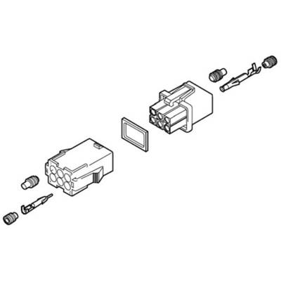 Dessin technique d'un connecteur comprenant plusieurs composants représentés séparément afin de clarifier sa structure.
