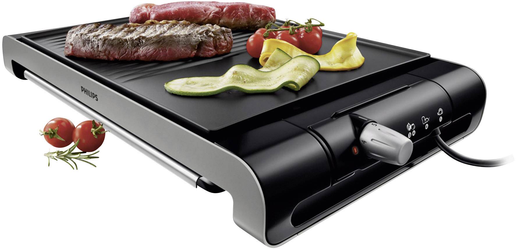 Barbecue Philips HD441920 acier inoxydable, noir | Philips HD441920 Plancha Grill 2300 W Thermostat