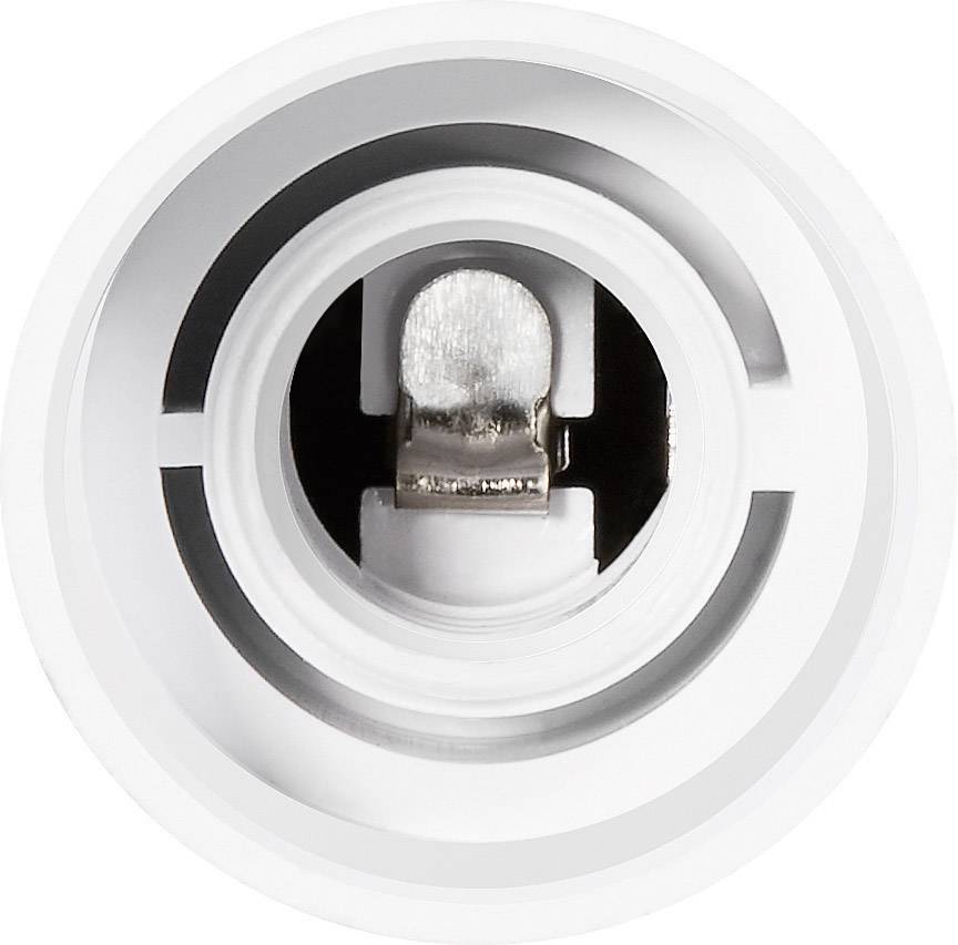 Gros plan sur un support de lampe vide avec des contacts métalliques à l'intérieur.