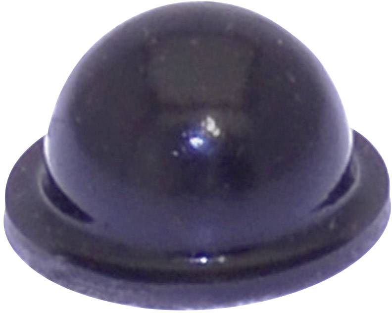 Un bouton ou capuchon noir, semi-sphérique, placé sur une surface plane, utilisé comme protection ou entretoise.