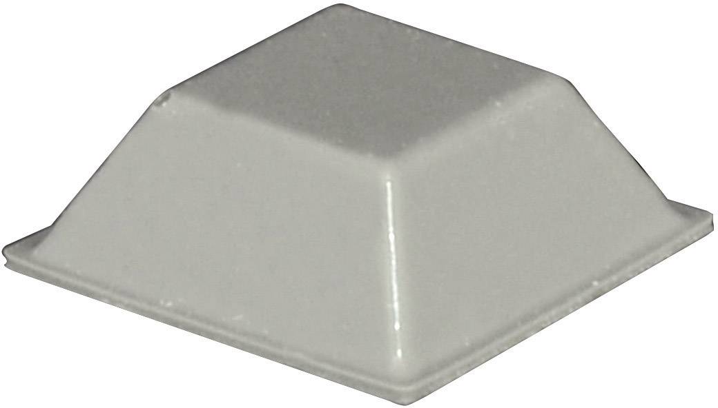 Un embout carré gris avec des bords biseautés, utilisé pour les pieds de meubles ou les portes afin de protéger les revêtements de sol.