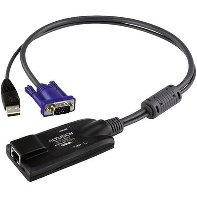 Un câble pour commutateur KVM avec connecteurs USB et VGA. Relie des ordinateurs à un commutateur KVM pour contrôler le clavier, l'écran et la souris.