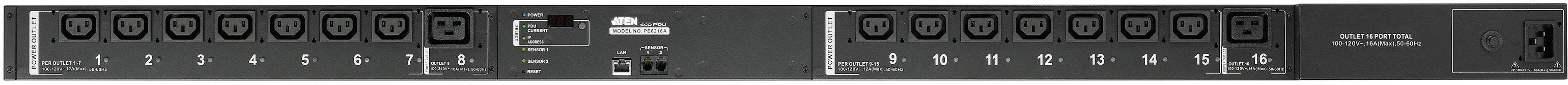 Un appareil de rack noir et gris avec plusieurs interrupteurs et indicateurs, utilisé pour la gestion et la distribution de l'énergie électrique.