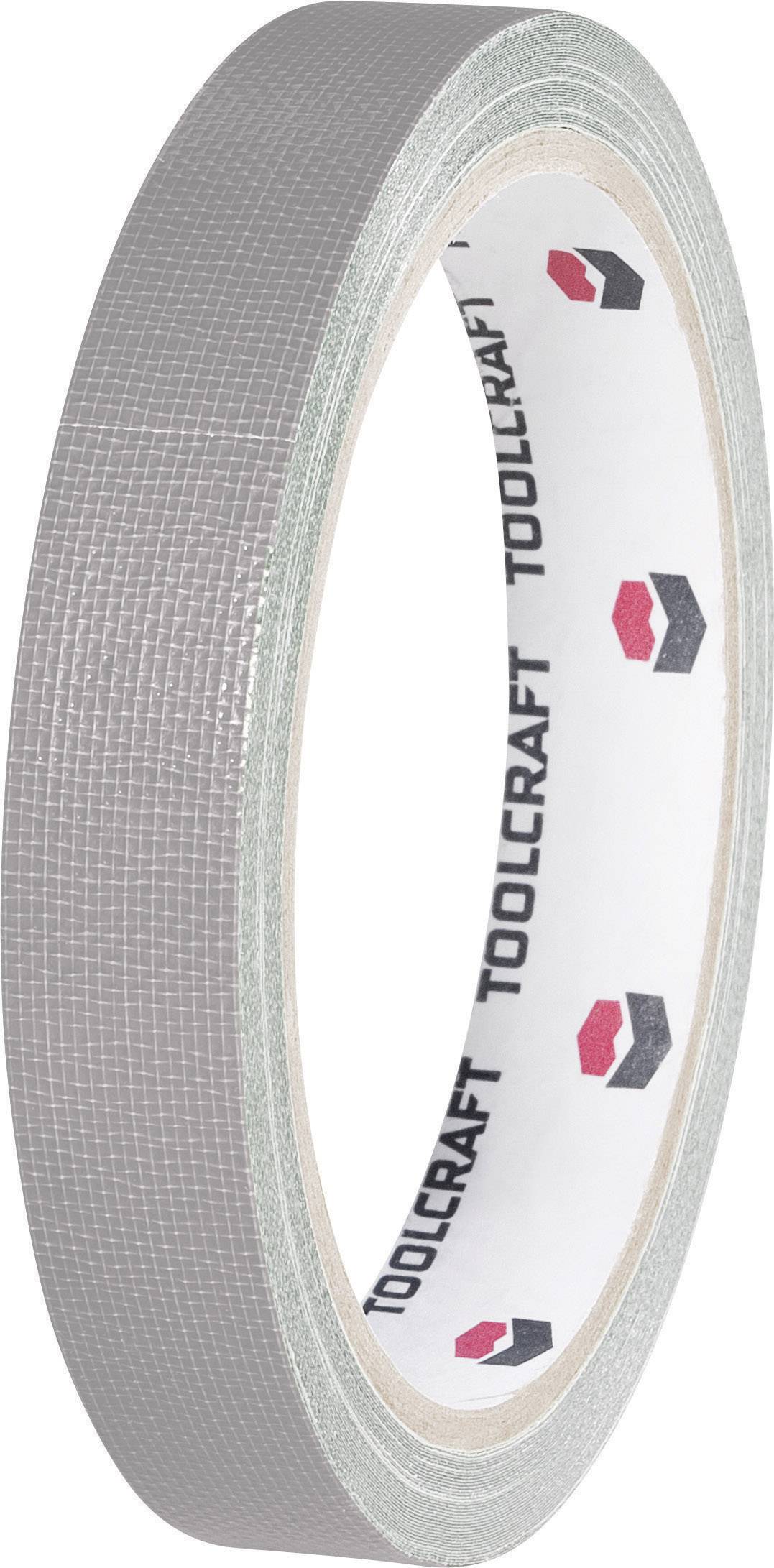Ruban adhésif gris en tissu portant l'inscription 'Toolcraft' à l'intérieur du rouleau, adapté pour le scellement et les réparations.