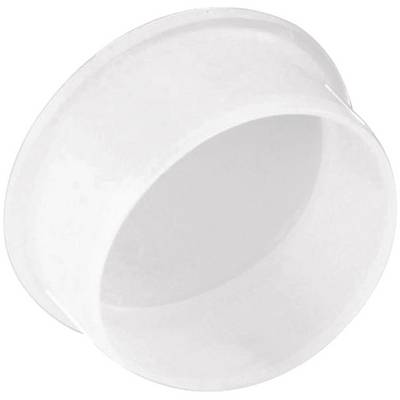 Couvercle blanc cylindrique en plastique, probablement une extrémité ou un connecteur pour un tuyau.