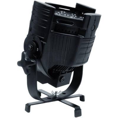 Projecteur noir et réglable monté sur un trépied, adapté pour une utilisation en scène ou en studio.