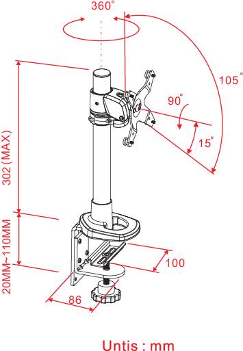 Support de table pour écran SpeaKa Professional SP-1624740 25,4 cm (10") - 76,2 cm (30") réglable en hauteur, inclinable-2