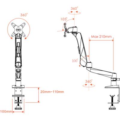 SpeaKa Professional Support de table pour écran SP-1624780 SuperFlex 1 25,4 cm (10") - 76,2 cm (30") argent-noir réglabl-2