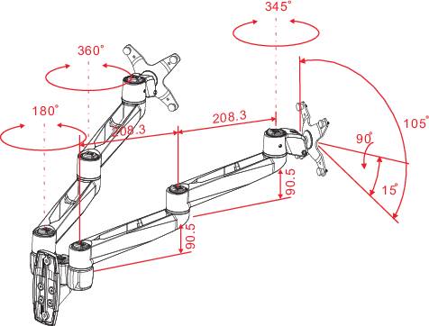 SpeaKa Professional SP-1624876 Swivel x2 Support mural pour écran 25,4 cm (10") - 68,6 cm (27") inclinable, mobile, rota-3