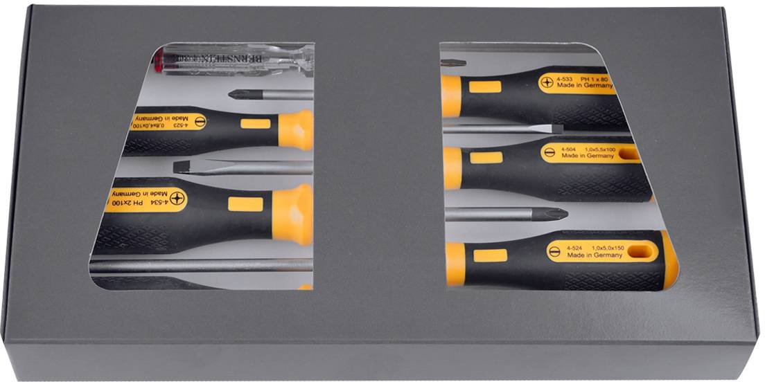 BERNSTEIN Tools for Electronics EUROline-Power pour l'atelier Jeu de tournevis 6 pièces vis à fente, vis Pozidriv