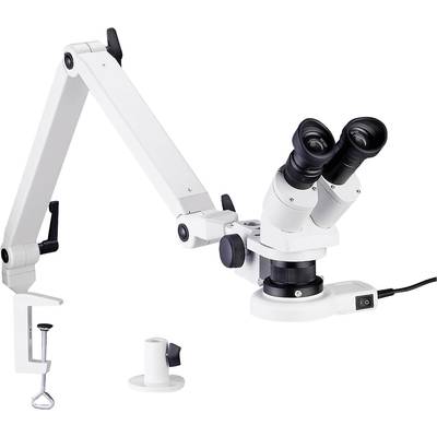 Microscope binoculaire avec bras ajustable. Convient pour des examens précis et des travaux de laboratoire.