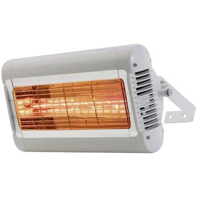 Radiateur infrarouge mural avec barre chauffante orange lumineuse, adapté pour le chauffage des espaces intérieurs et extérieurs.