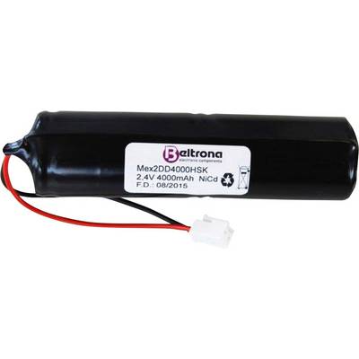 Pack d'accumulateurs NiCd 'Beltrona', 2,4V 4000mAh, avec câble de connexion et fiche, modèle Mex2DD4000HSK, fabriqué en août 2015.