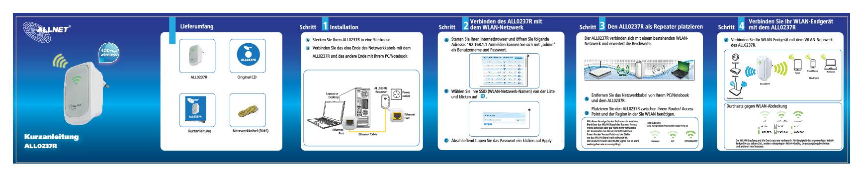 Répéteur WiFi ALL0237R 300 MBit/s 2.4 GHz Conrad.fr