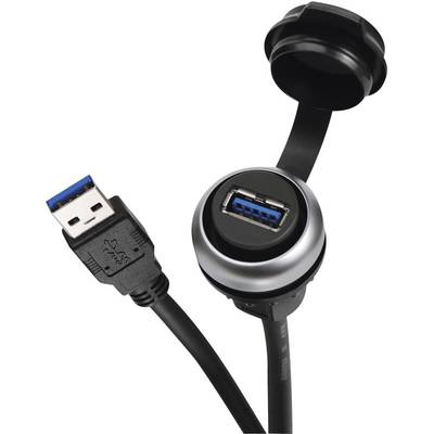 cordon USB 3.0 avec prise à encastrer type A avec capuchon de protection imperdable. vers fiche mâle type A Longueur 2.0
