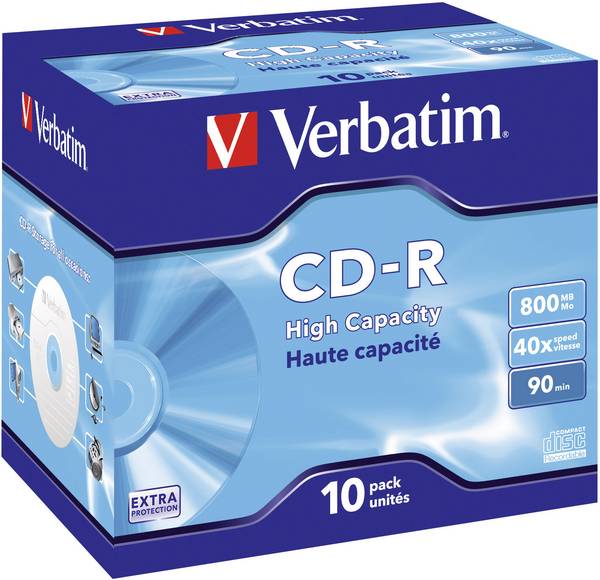 CD-R 90 vierge 800 Mo Verbatim 43428 10 pc(s) jewelcase