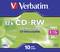 Emballage d'un CD-RW Verbatim 12x. Contient 10 CD réinscriptibles d'une capacité de 700 Mo et d'une durée audio de 80 minutes.