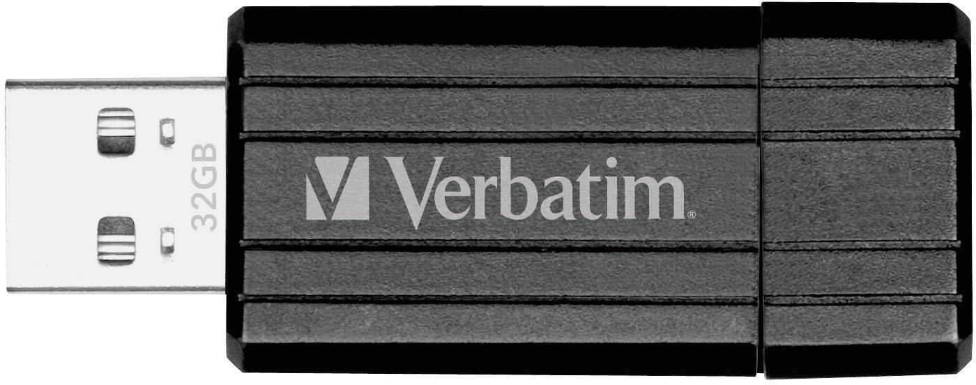 Clé USB noire avec inscription 'Verbatim', capacité de 32 Go.