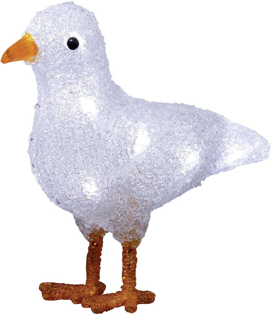 Un oiseau lumineux décoratif blanc avec un bec orange et des pattes oranges, adapté à la décoration intérieure.