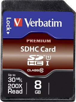 Carte SDHC Verbatim 43961 8 GB Class 10