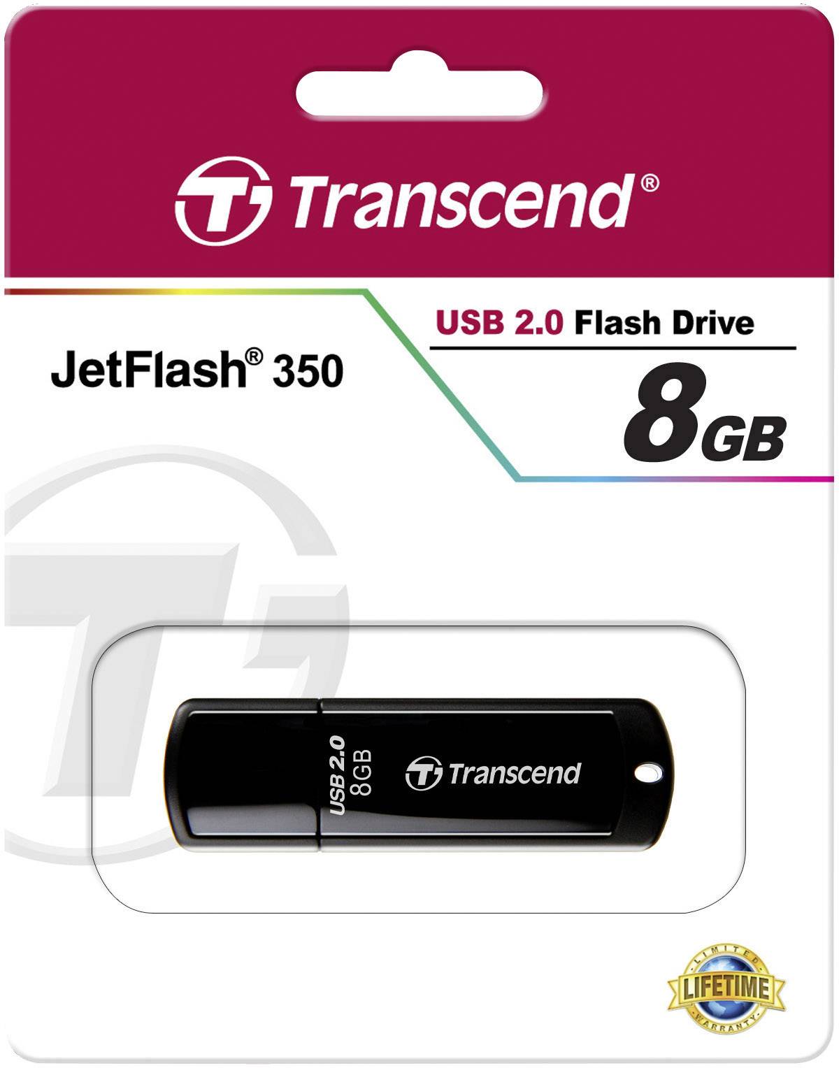 Transcend Transcend JetFlash 350 - USB-Flash-Laufwerk - 8 GB Clé USB 8 GB noir TS8GJF350 USB 2.0-2