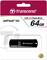 Clé USB 2.0 Transcend JetFlash 350, 64 Go, en emballage noir avec logo de garantie à vie.