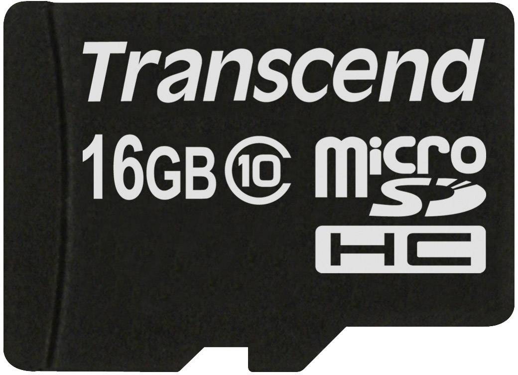Carte microSD Transcend noire de 16 Go, classe de vitesse 10.