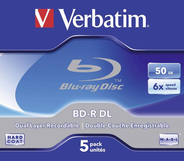 Blu-ray BD-R DL vierge Verbatim 43748 jewelcase 5 pc(s) 50 GB