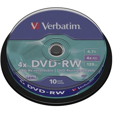 DVD-RW vierge Verbatim 43552 10 pc(s) 4.7 GB 120 min réinscriptible