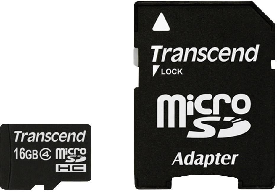 Transcend Standard Carte microSDHC 16 GB Class 4 avec adaptateur SD