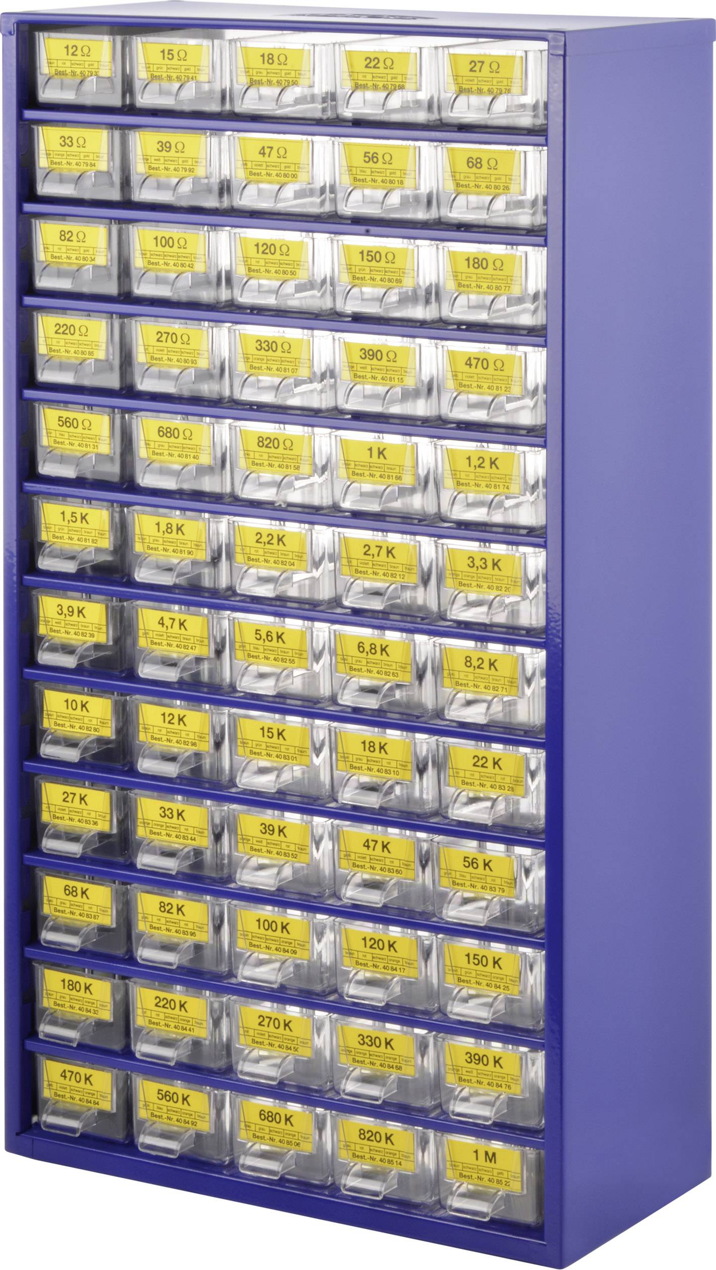 419125 Jeu de résistances à couche métallique sortie axiale 0.25 W 1 % 1 set