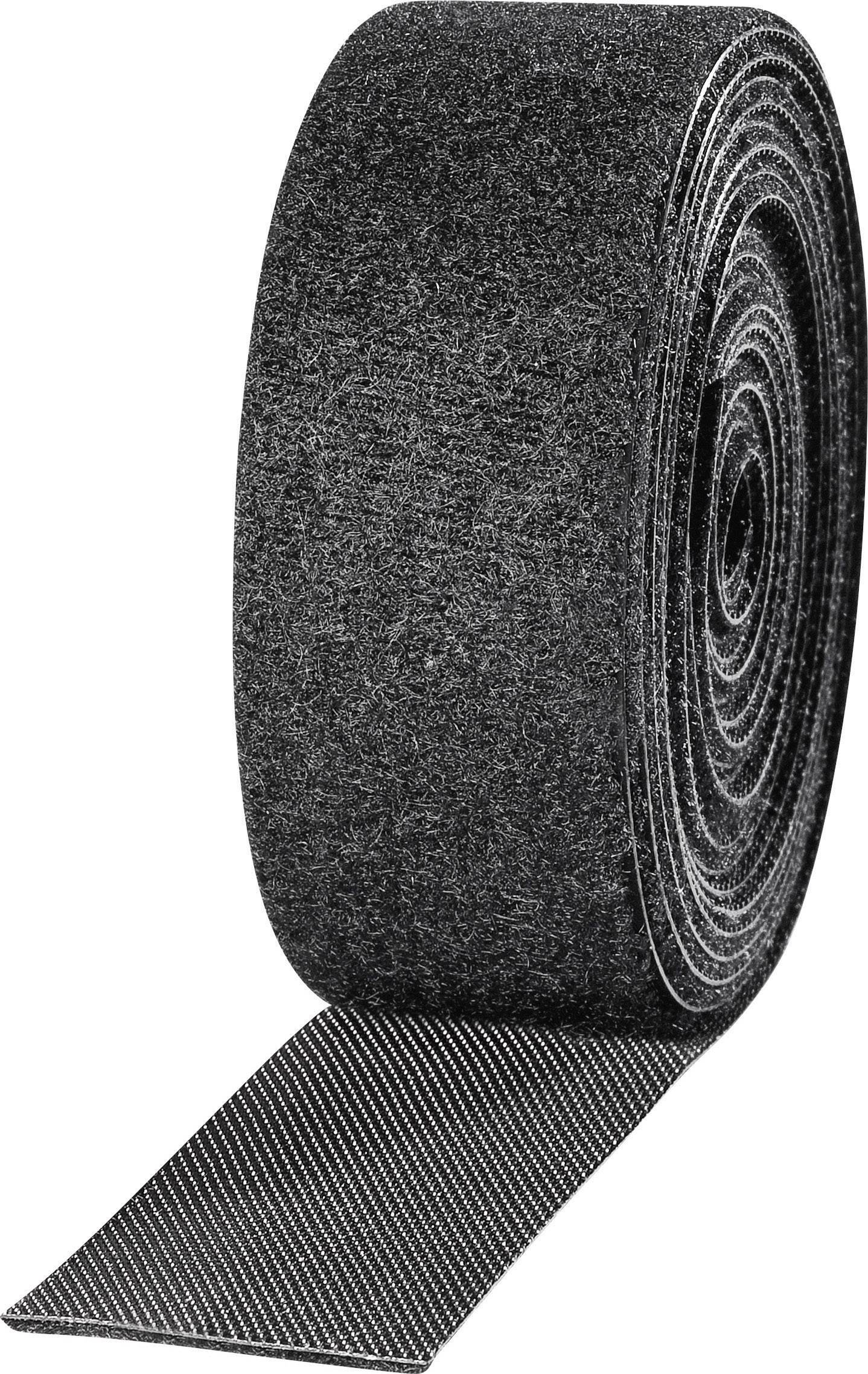 Rouleau de bande auto-agrippante noire, montrant la surface agrippante. Idéal pour la gestion et l'organisation des câbles dans les bureaux ou les foyers.