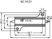 Dessin technique d'un composant cylindrique avec cotations en millimètres : longueur, diamètre et distance des points de fixation.