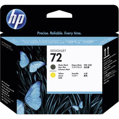 Emballage d'une cartouche d'encre HP DesignJet 72, présentant un design de papillon bleu. Contient des encres Noir Mat et Jaune.