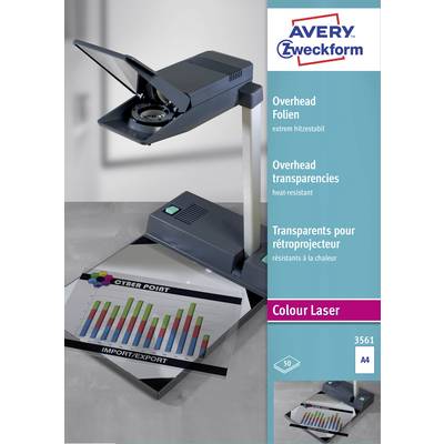Avery-Zweckform 3561 3561 Transparent pour rétroprojecteur A4 imprimante laser, imprimante laser couleur, photocopieuse,