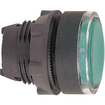 Un bouton-poussoir vert à LED, de forme cylindrique, couramment utilisé dans les tableaux de commande pour contrôler des circuits électriques.