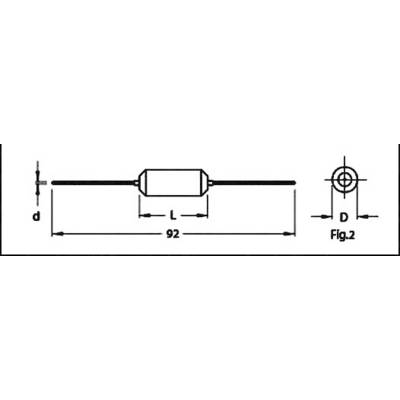 Dessin technique d'un composant électronique avec dimensions : longueur de dilatation 92, diamètre du cercle D indiqué à droite.