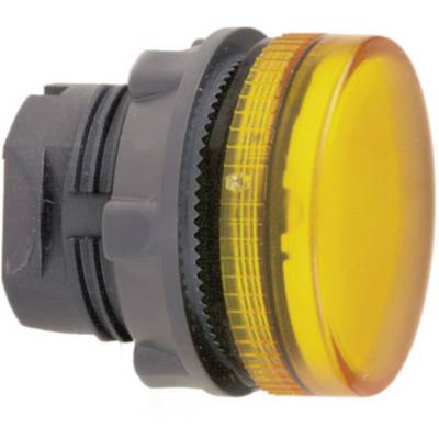Bouton-poussoir jaune, rond, avec un boîtier gris ; utilisé pour le contrôle ou la signalisation dans les systèmes techniques.