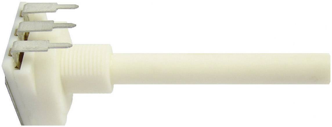 Fiche en plastique blanc avec quatre broches métalliques dépassant sur le côté.