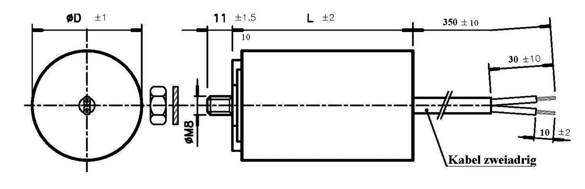 s 40 mm x 71 mm 1 pc Ø x h Condensateur moteur MKP sortie radiale 20 µF 450 V/AC 5% WB40200/B 350mm 
