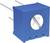 Un potentiomètre cubique bleu avec des connexions métalliques, utilisé pour le réglage fin de la résistance dans les circuits électroniques.
