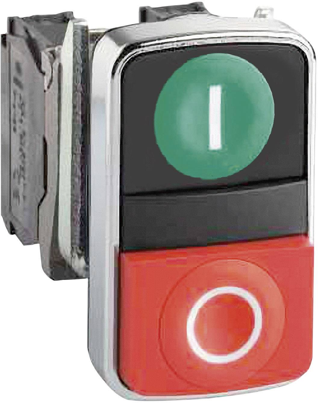 Interrupteur à deux boutons : bouton vert avec le symbole 'I' pour la mise en marche, bouton rouge avec le symbole 'O' pour l'arrêt.