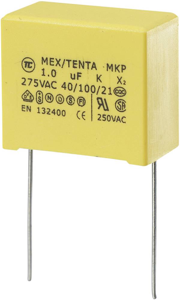 TRU COMPONENTS MKP-X2 1 pc(s) Condensateur anti-parasite MKP-X2 sortie radiale 1 µF 275 V/AC 10 % 22.5 mm (L x l x H) 26.5 x 14 x 20 mm