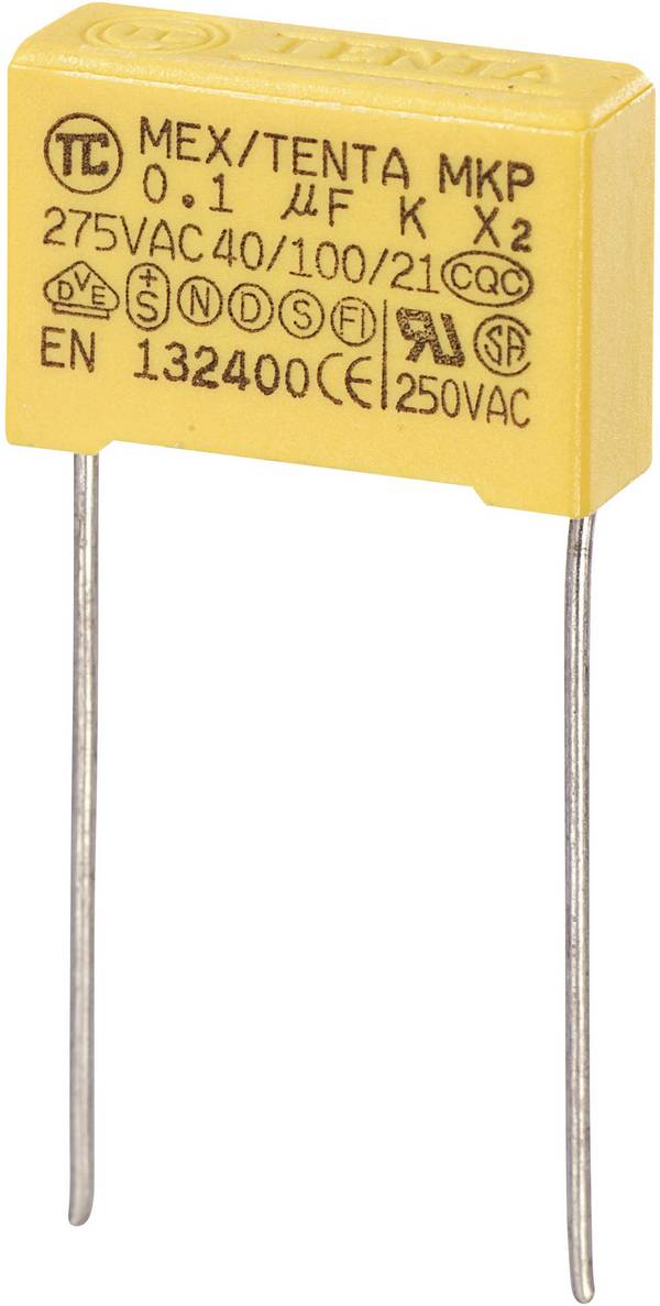 TRU COMPONENTS MKP-X2 1 pc(s) Condensateur anti-parasite MKP-X2 sortie radiale 0.1 µF 275 V/AC 10 % 15 mm (L x l x H) 18 x 6 x 12 mm