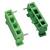 Supports en plastique vert rectangulaires avec des vis, probablement adaptés pour la fixation murale d'objets légers.