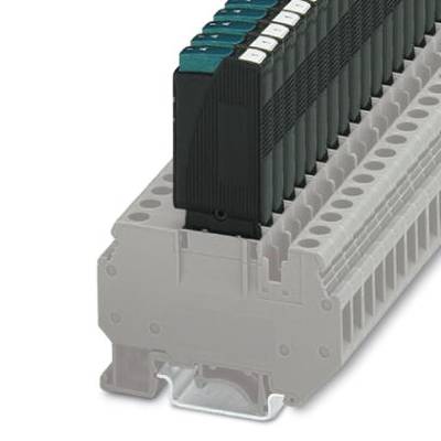 'Barrette de connexion avec fusibles montés, adaptée pour recevoir plusieurs connexions électriques sur un même rail.'