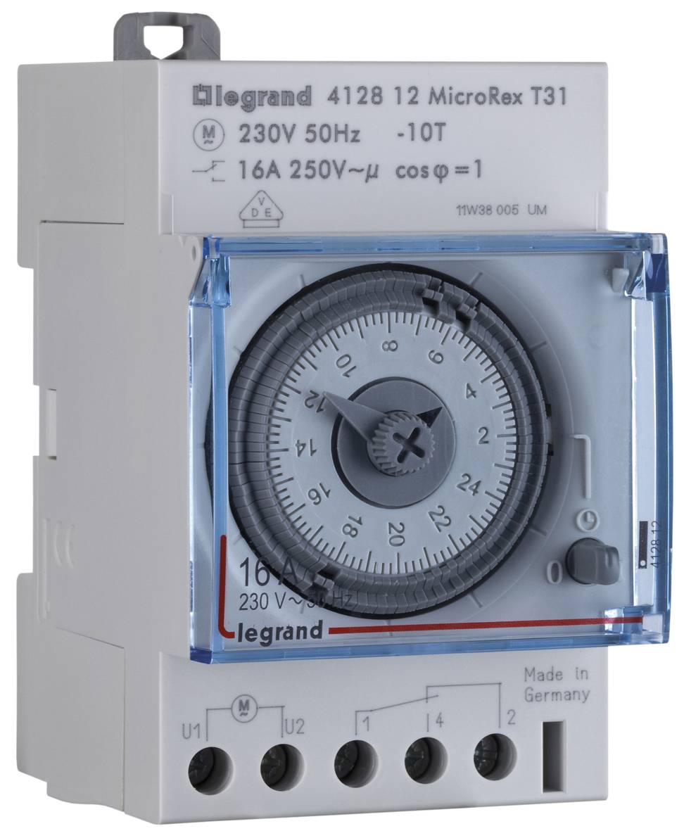 Legrand 412812 Programmateur horaire pour rail analogique 230 V 4000 W
