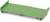 Pièce rectangulaire en plastique vert, avec des bords striés, probablement un élément de connexion pour des applications techniques.
