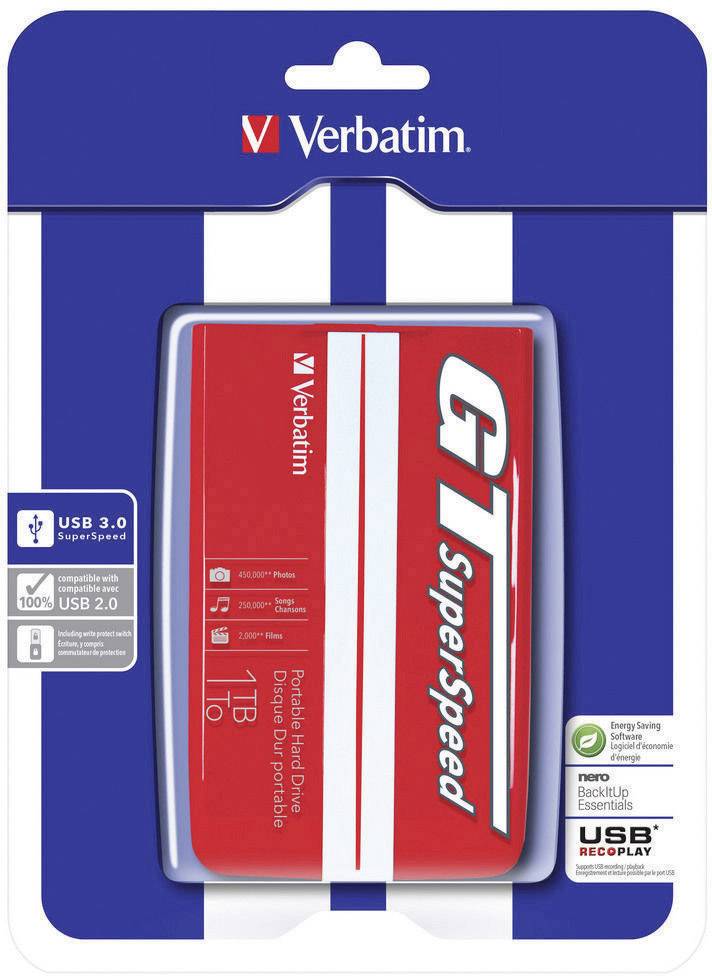 Disque dur externe 2,5" Verbatim GT SuperSpeed 500 GB USB 3.1 (Gen 1) rouge-6