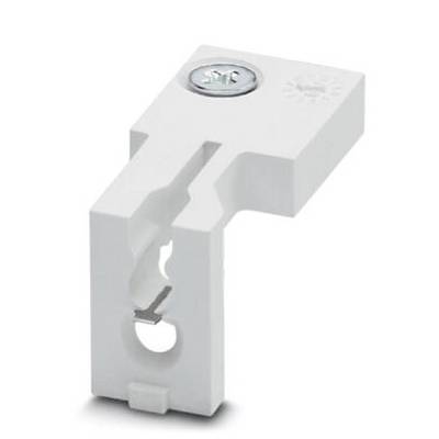 Support en plastique blanc avec vis, probablement destiné à la fixation de composants électriques.